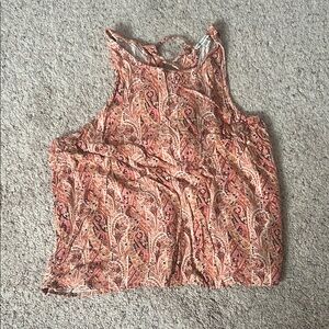 American Eagle Outfitters Coral Paisley Tank Top